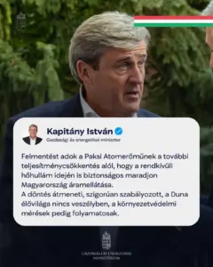 Rendkívüli intézkedés: a hőhullám miatt kapott felmentést a Paksi Atomerőmű