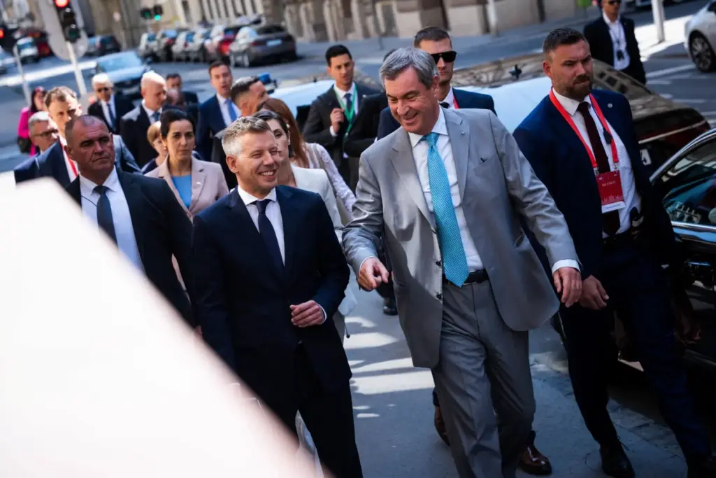 Markus Söder bajor és Magyar Péter magyar miniszterelnök Budapesten, 2026. július 30-án