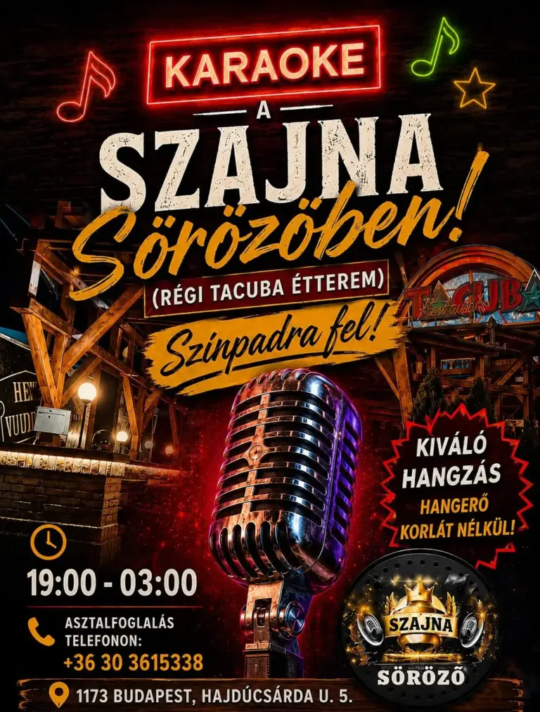 Pedrofon koncert és karaoke hétvége a megújult Szajna Sörözőben