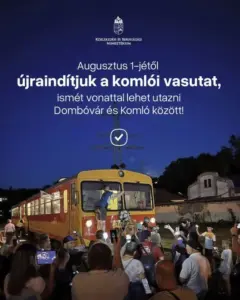 Augusztus 1-jén újraindul a vasúti közlekedés Dombóvár és Komló között