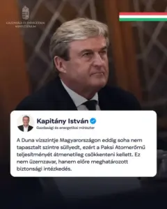Teljesítménycsökkentés a Paksi Atomerőműben az alacsony vízállás miatt