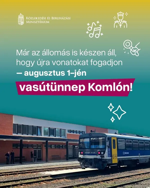Vasútünnep Komlón: újraindul a forgalom a Komló–Dombóvár vonalon
