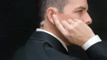 Secret Service Agent Listens To Earpiece, Side