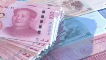 Chinese paper currency Yuan banknotes background. China economy, finance banking. 3d illustration