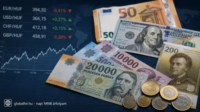 Hétfői MNB árfolyamok: euró, dollár és svájci frank