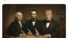 Donald Trumpot éles kritikák érték az Abraham Lincolnnal és George Washingtonnal közös AI-kép miatt