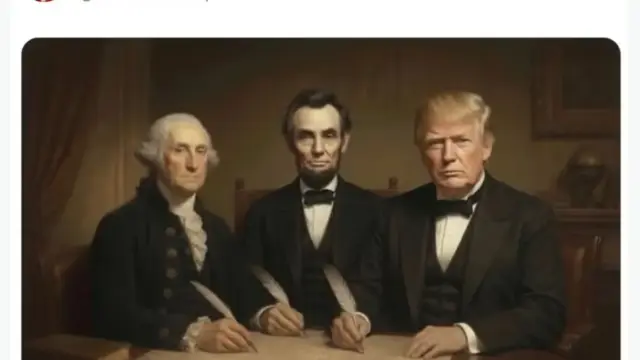 Donald Trumpot éles kritikák érték az Abraham Lincolnnal és George Washingtonnal közös AI-kép miatt