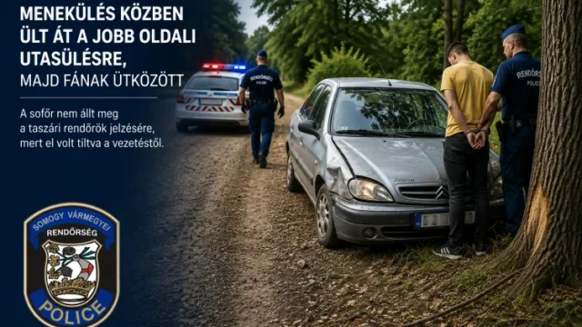 Fának ütközött a rendőrök elől menekülő sofőr Szabadinál