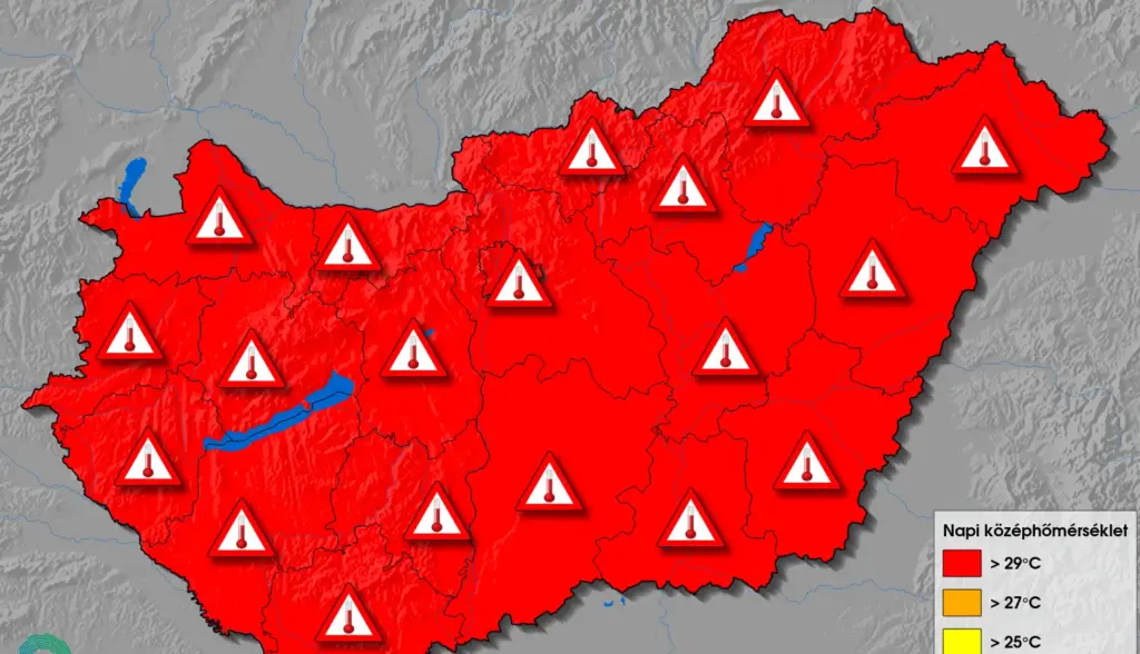 Gyorsjelentés a hőségriasztásról 2026. augusztus 5-én 16:00 órakor