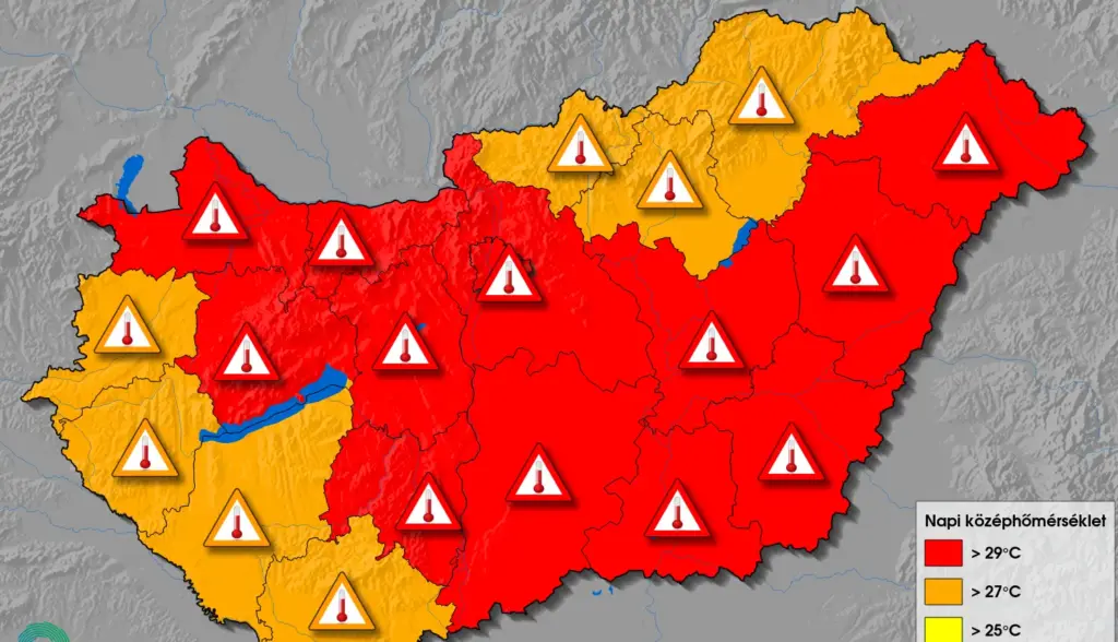 Gyorsjelentés a hőségriasztásról 2026. augusztus 2-án 16:00 órakor