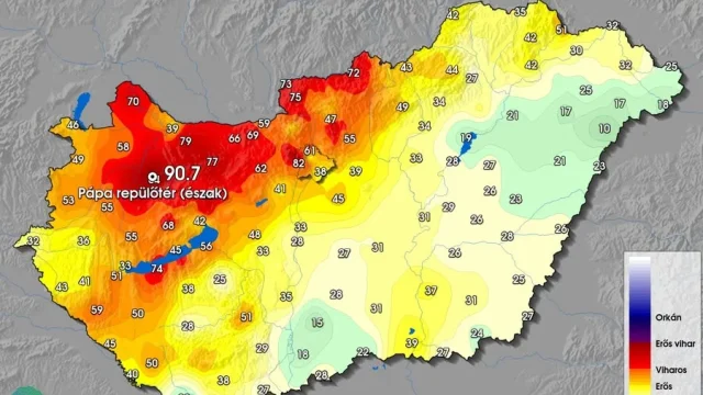 Heves zivatarok és viharos szél érintette az ország északnyugati részét