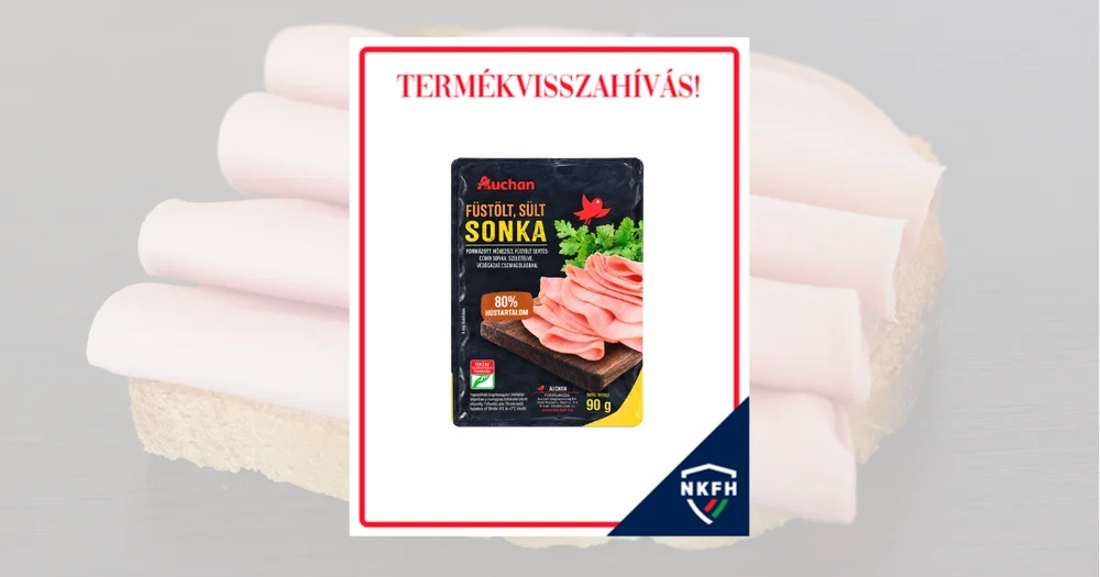 Termékvisszahívás: Listeria miatt hívják vissza az Auchan Nívó Füstölt sült sonkát