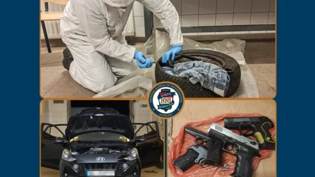 Öt maroklőfegyvert találtak egy szerb autó pótkerekében Röszkénél