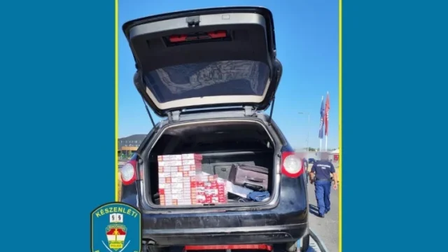 390 doboz csempészcigarettát találtak egy tréleren szállított autóban az M5-ösön