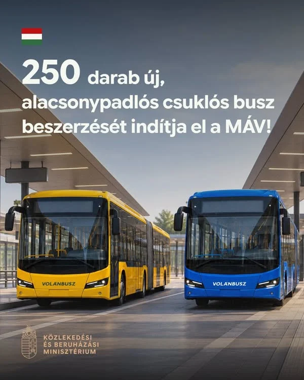 Vitézy Dávid: 250 új csuklós buszt szerez be a MÁV a közlekedés fejlesztésére
