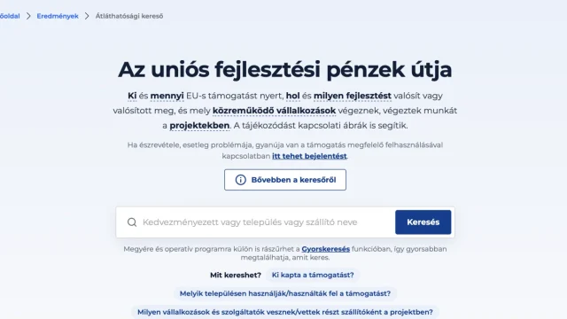 Új kereshető adatbázist indított a Vidék- és Településfejlesztési Minisztérium az uniós forrásokról