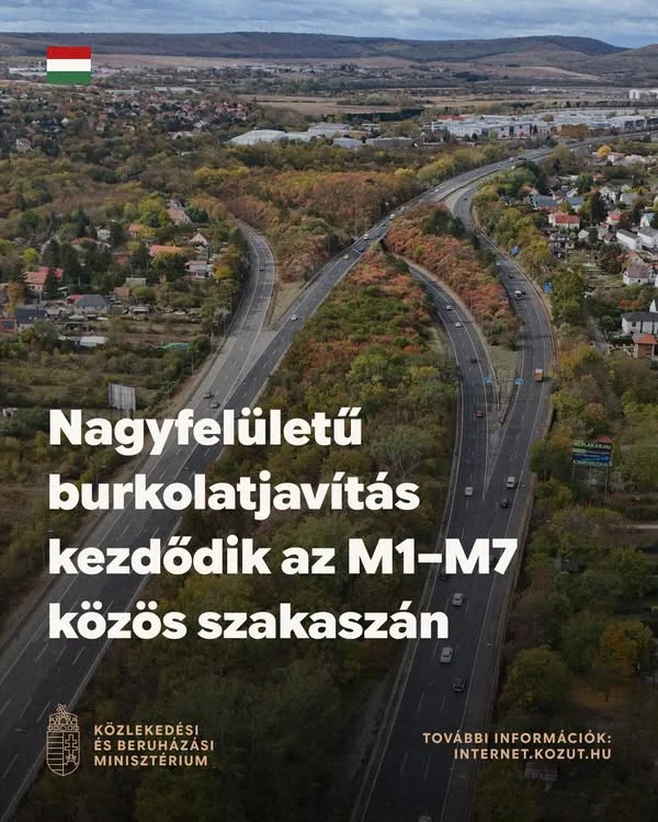 Nagyfelületű burkolatjavítás kezdődik az M1-es és M7-es autópályákon