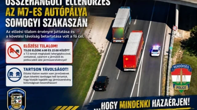 Tizenöt szabálytalan sofőrrel szemben intézkedtek a rendőrök az M7-es autópálya somogyi szakaszán