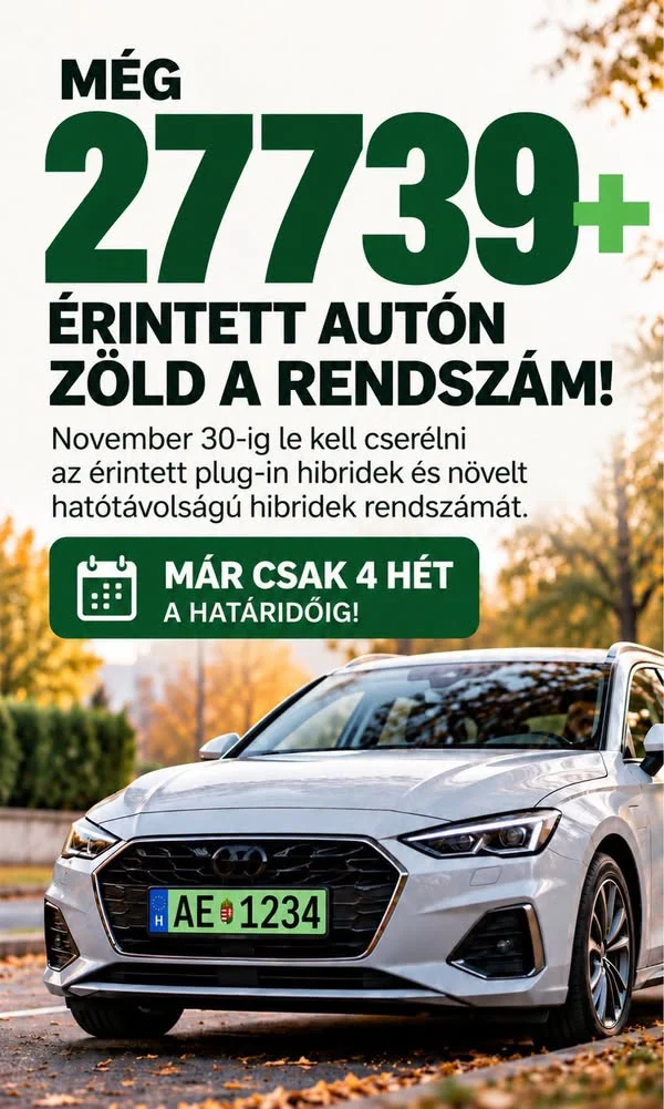 Sürgős rendszámcsere: november végéig kell lépniük a hibrid autósoknak